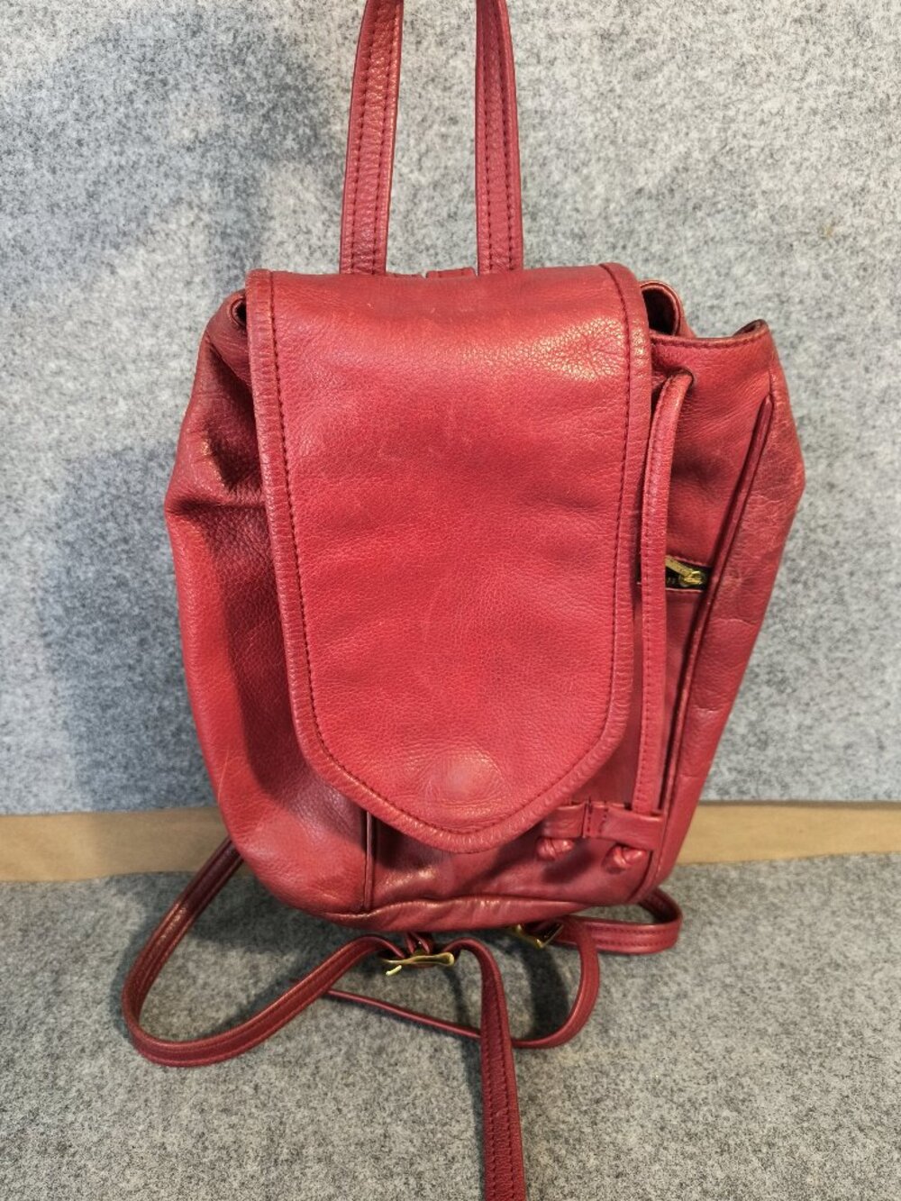 Vintage Morven Leather Design Genuine Leather Mini Backpack Burgundy Purse